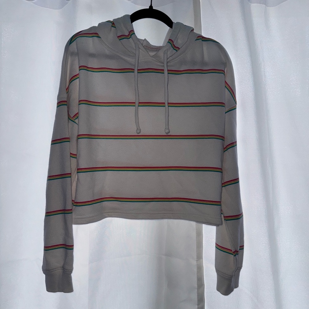 Striped White Hoodie Top